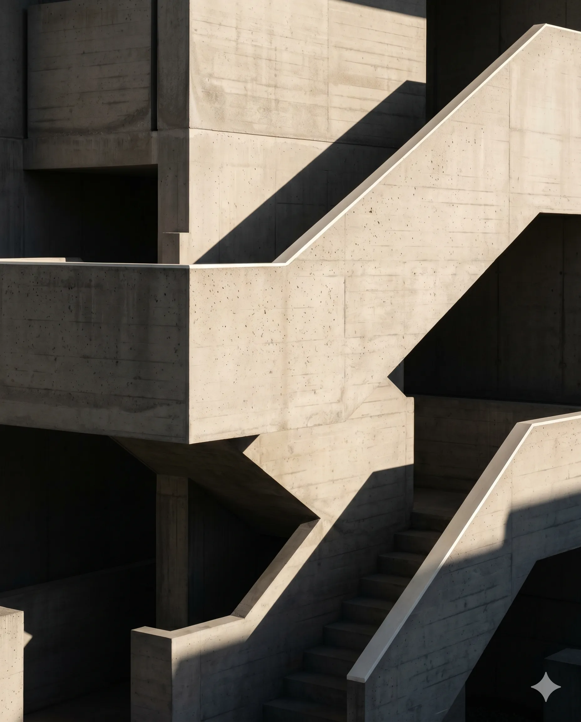 Architecture detail - concrete staircase with dramatic lighting
