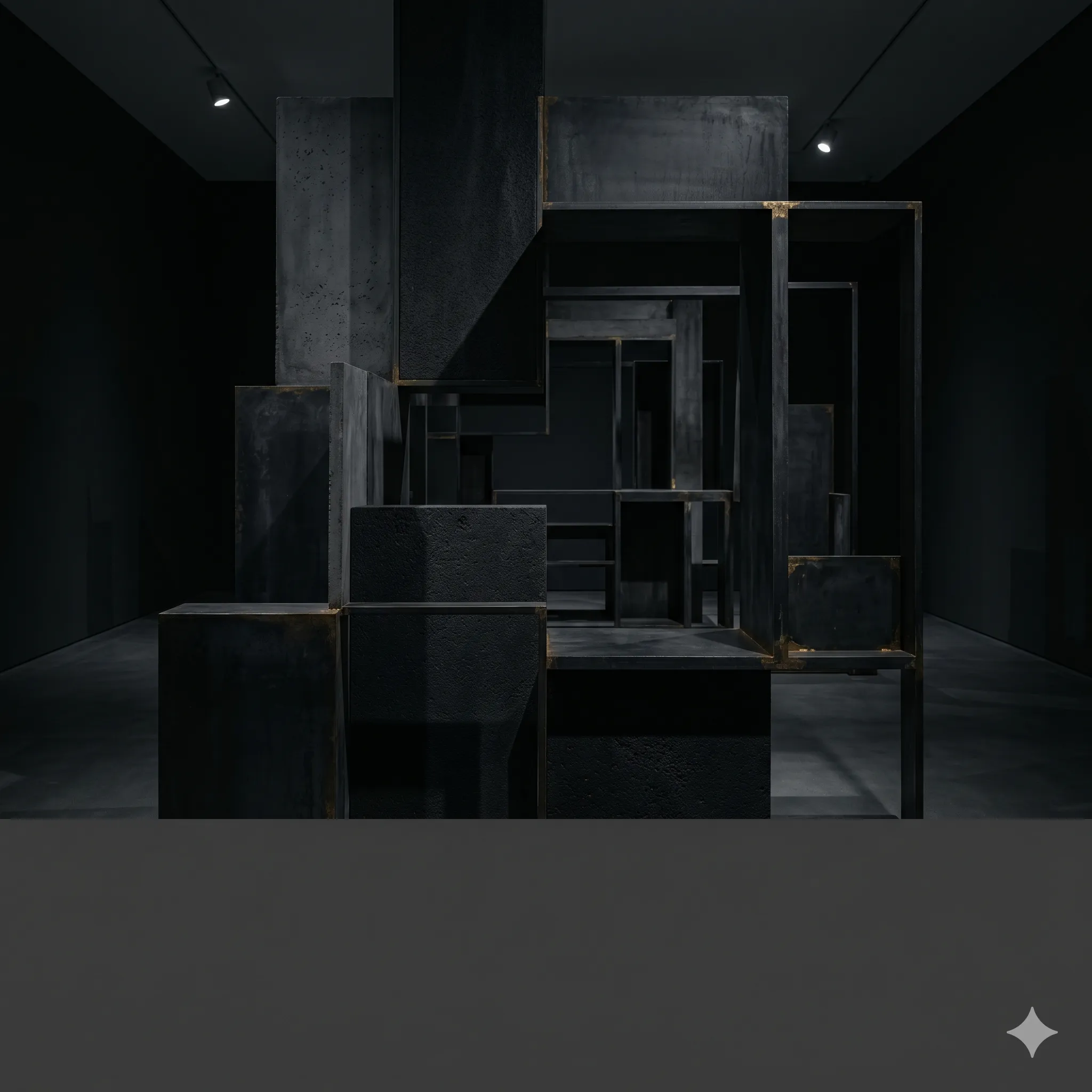 Dark architectural art installation