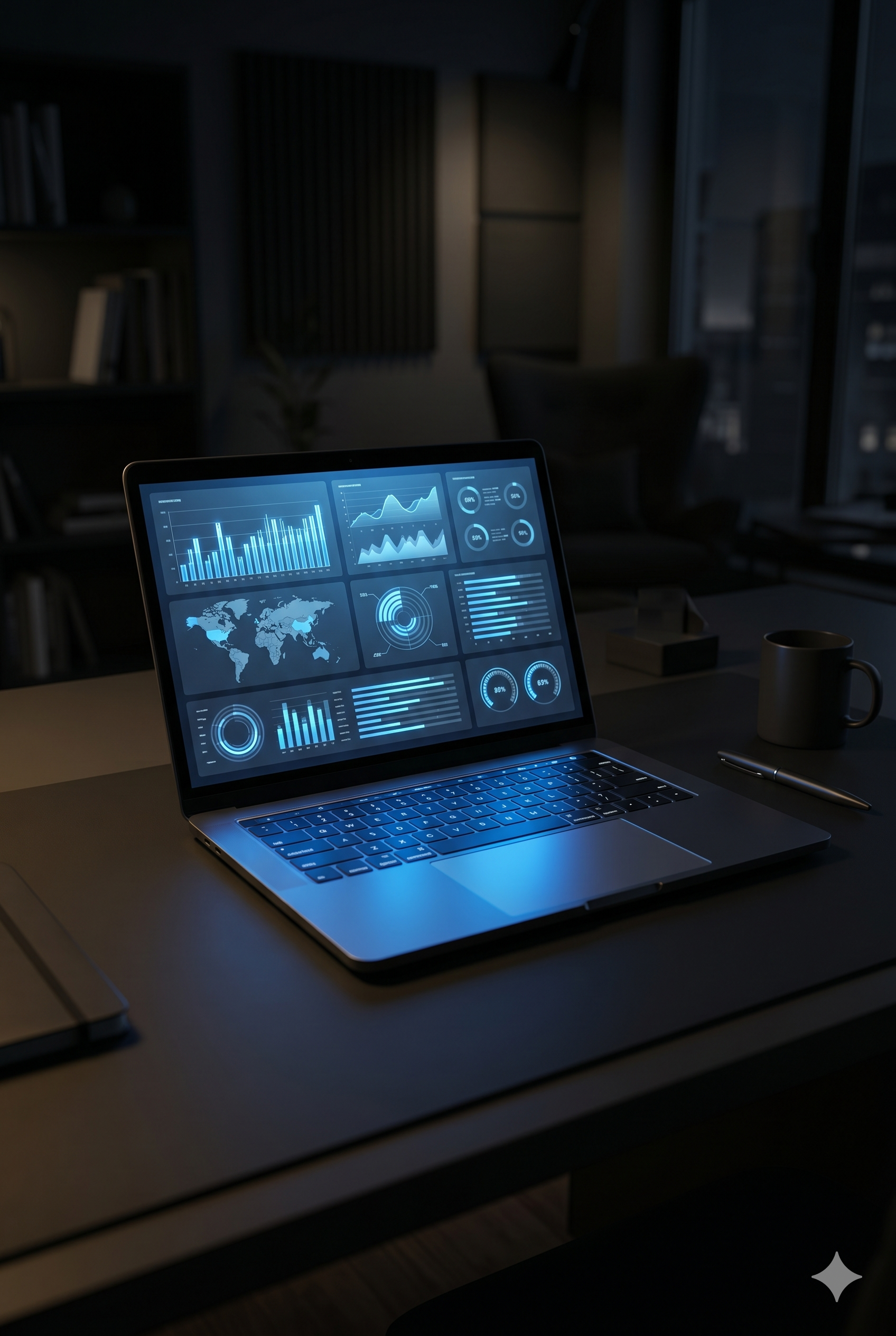 Dive Deeperセクション左側：ノートPCとダッシュボード画面。製品UIのシーン