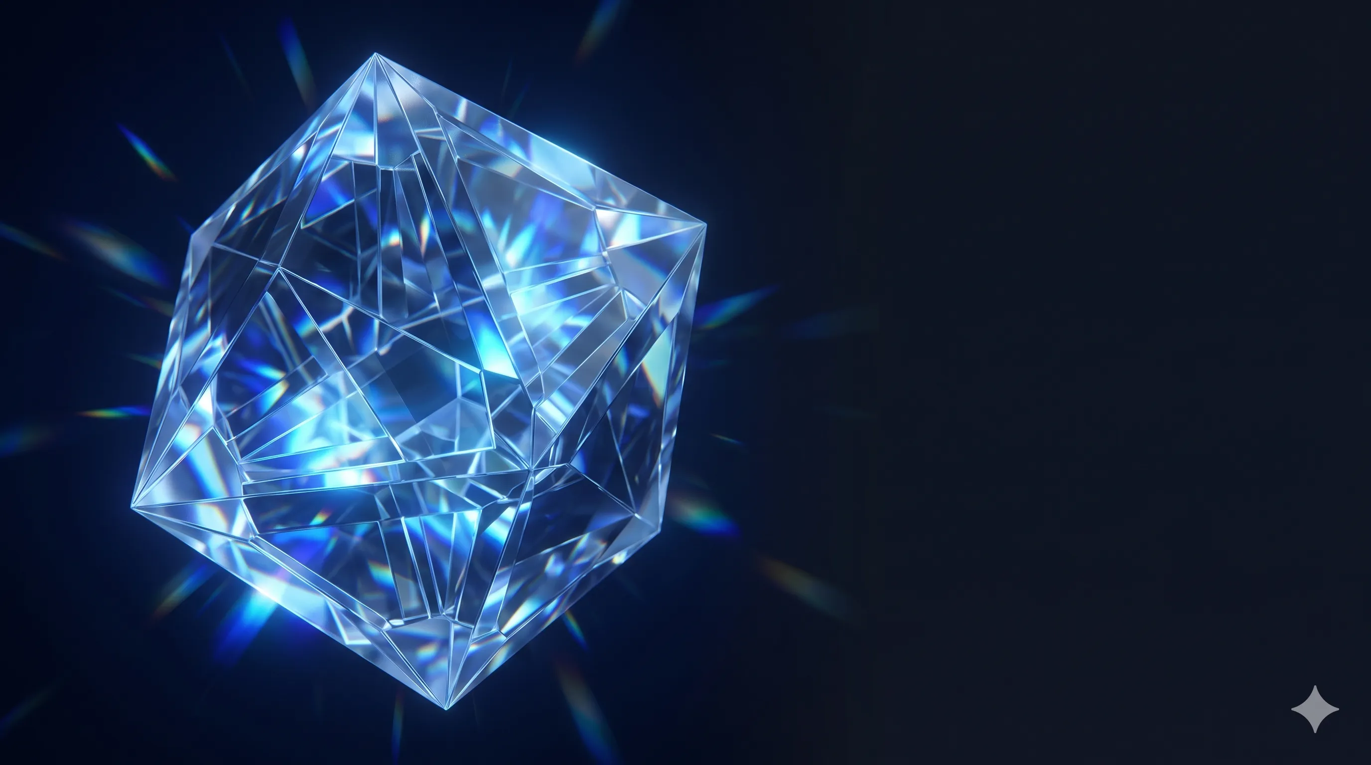 Glowing blue crystal cube abstract technology