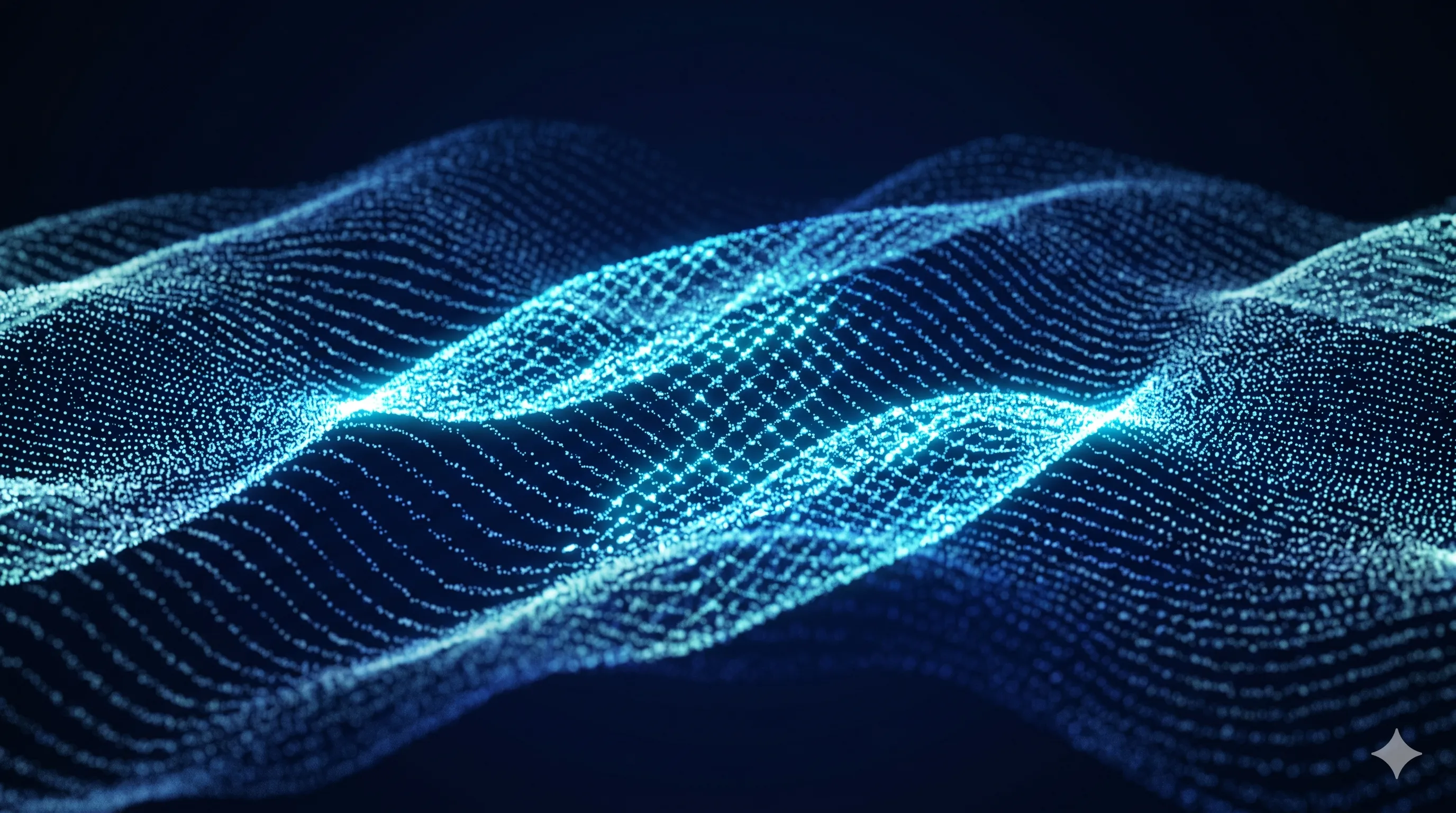 Abstract particle wave quantum blue visualization